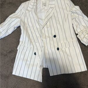 Women’s White Striped Blazer